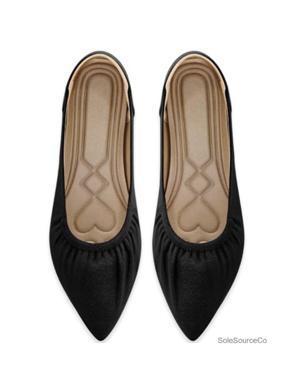 Women's Pointed Toe Suede Ballet Flats Slip On Comfortable Work Shoes